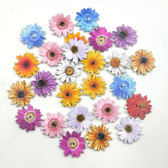 clothes buttons 50Pcs Single Side Painting Buttons Daisy Flower Fastener DIY Clothes Buckles Clothing Accessories Assorted Pattern