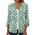 thumbnail image 1 of successthop Long Cardigans Coat for Women 3/4 Sleeve with Buttons Regular Open Front Cardigans Without Hoodie Print Lightweight Beach Vacation Wear Green XL, 1 of 5