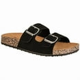 thumbnail image 1 of cloverly comfort low easy slip on sandal - casual cork footbed platform sandal flat - trendy open toe slide sandal shoes (10 m us, black suede), 1 of 5