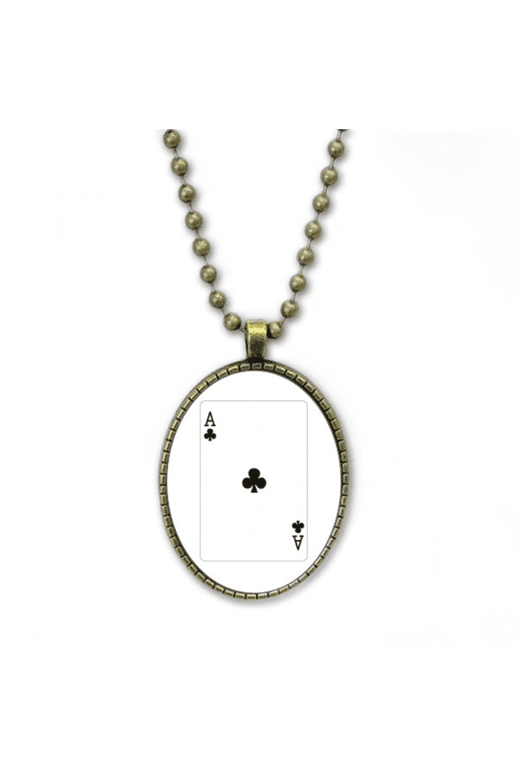 club a playing cards pattern necklace vintage chain bead pendant jewelry collection