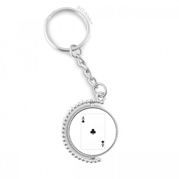 club a playing cards pattern rotatable keyholder disc accessories chain clip