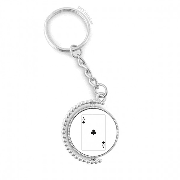 club a playing cards pattern rotatable keyholder disc accessories chain clip