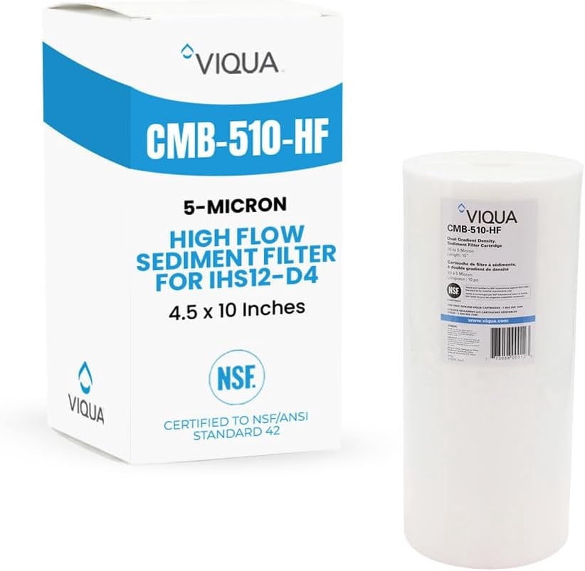 VIQUA CMB-510-HF 5 Micron Carbon Filter, 4.5x10 Big Blue, Pre-Filter for UV Water Purification, Whole House, Chlorine Taste Reduction
