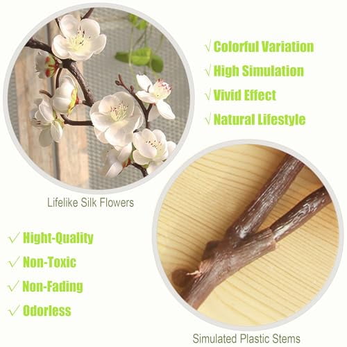 cn-Knight 3pcs Artificial Cherry Blossom Branches,37 Inch Long Stem Silk Plum Blossom with Buds,Realistic Japanese Apricot for Home Décor Centerpiece Wedding Bouquet,White