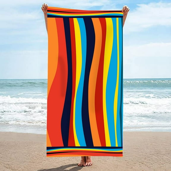 coappsuiop bath towels microfiber beach towel ultra light stripe rainbow pattern bath towel sand proof beach blanket travel multipurpose towel 75 x 150 cm towels for bathroom