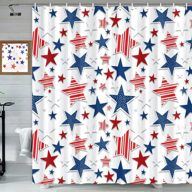 coappsuiop independence day 4th of july decor shower curtain decorative
