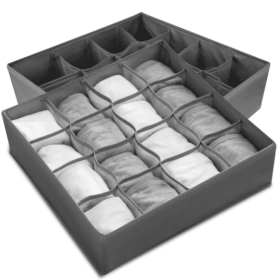 coastal rose 2Pcs Sock Underwear Organizer Divider, 16 Cell Drawer Organizers Storage Boxes for Storing Socks, Handkerchiefs, Ties, Belts