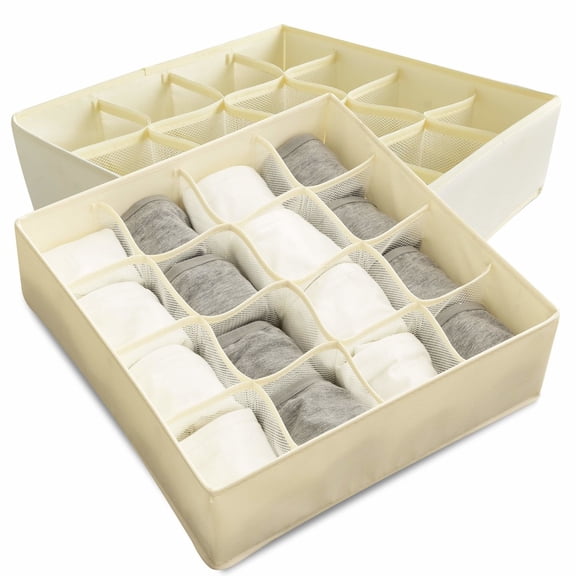 coastal rose 2Pcs Sock Underwear Organizer Divider, 16 Cell Drawer Organizers Storage Boxes for Storing Socks, Handkerchiefs, Ties, Belts