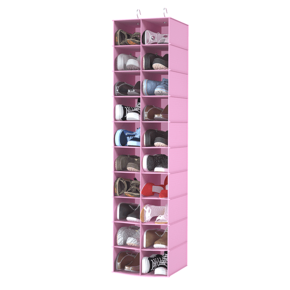 coastal rose Hanging Shoe Organizer for Closet,20 Sections Hanging Closet Organizers and Storage Shelves,Space Saving Shoe Storage Rack Holder