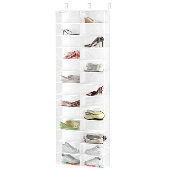 coastal rose Over the Door Shoe Shelves, 26 Sections Hanging Closet Organizers and Storage Shelves Space Saving Shoe Rack Holder