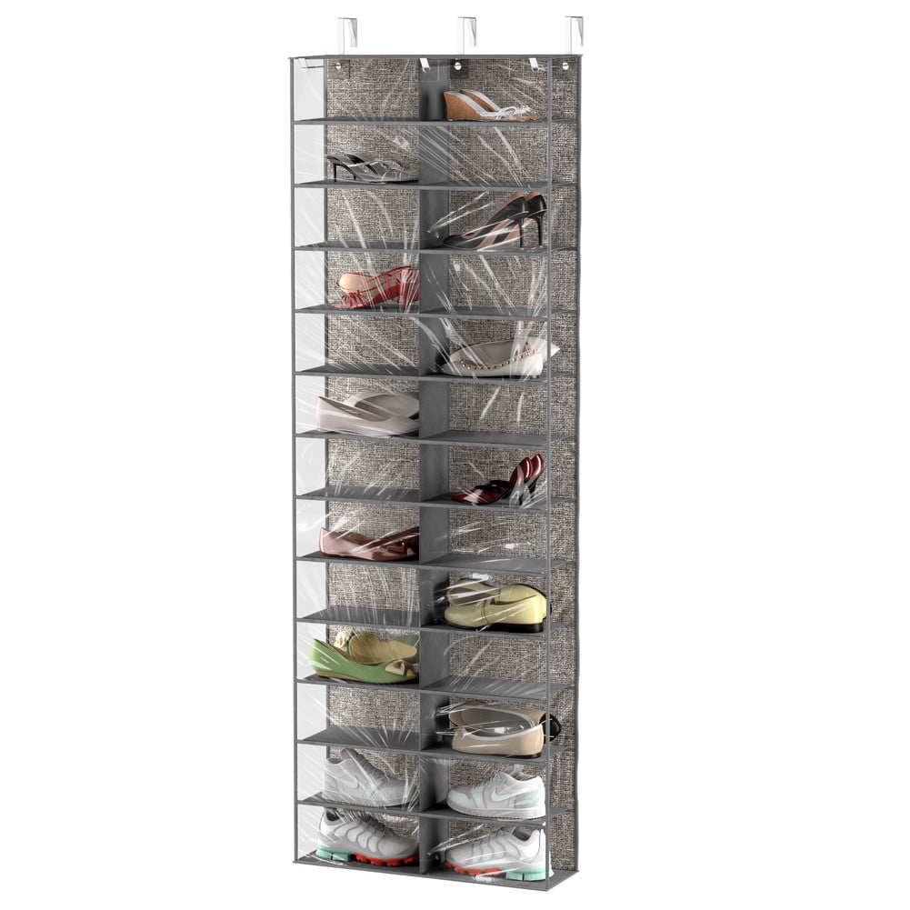 coastal rose Over the Door Shoe Shelves 26 Sections Hanging Closet Organizers and Storage Shelves Space Saving Shoe Rack Holder Walmart