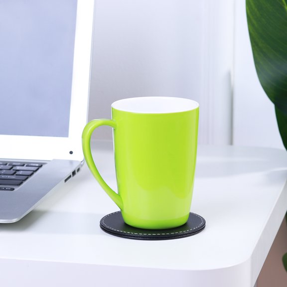 coaster 6pcs Coasters PU Leather Coasters Cup Mat Placemat Table Mat for Drinks with Holder Protect Your Furniture from Stains (Black)