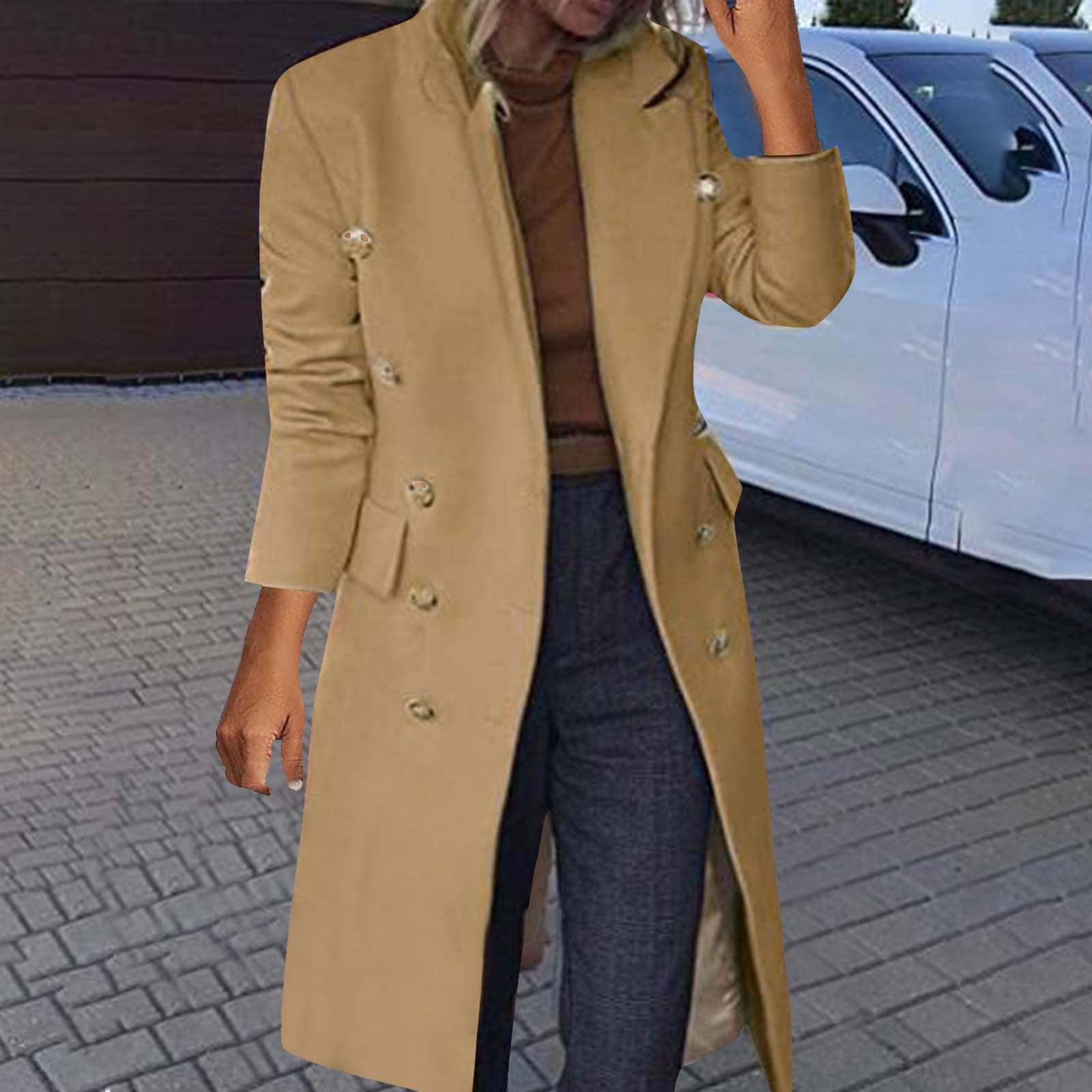 coats for women,Khaki Women's Winter Wool Coat Mid-Long Notch Lapel ...