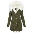 thumbnail image 1 of coats for women winter sale Women's Warm Hooded Thick Padded Outerwear Big Collar Jackets, 1 of 2