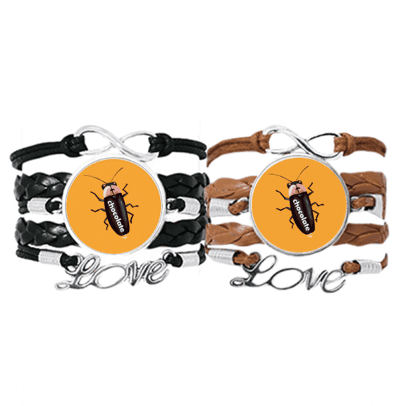 cockroach roach blackbeetle bugs sick bracelet hand strap leather wristband double set