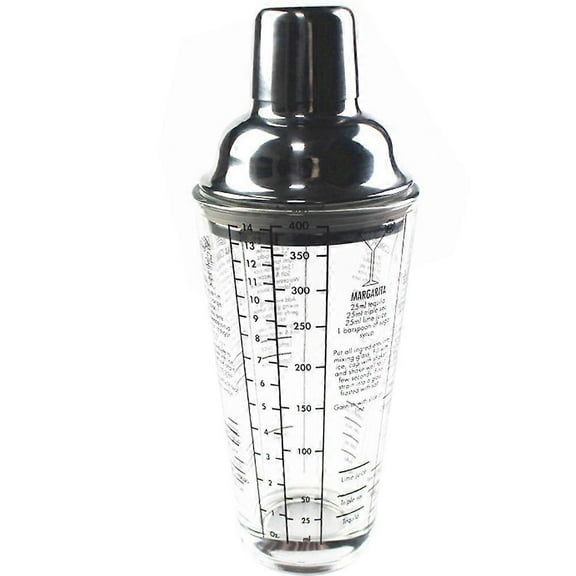 cocktail shaker, Martini Recipes Measured Mixing Glass and Stainless Steel Top cobbler shaker