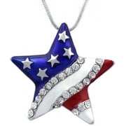 cocojewelry 4th of July Patriotic USA American Flag Star Pendant Necklace