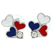 cocojewelry 4th of July Red Blue Triple Heart Earrings