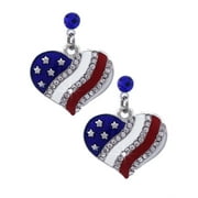 cocojewelry 4th of July USA American Flag Heart Earrings Independence Day Jewelry