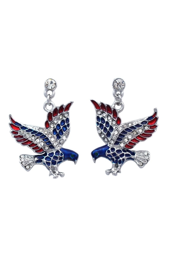 4th of July USA American Flag Patriotic Spirit Eagle Earrings