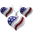 thumbnail image 1 of cocojewelry 4th of July USA American Flag heart Pendant Necklace Stud Earrings Set, 1 of 4