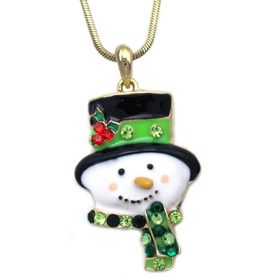 cocojewelry Christmas Ornament Kitty Cat Gingerbread Man Snowman Pendant Necklace Holiday Jewelry