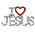 thumbnail image 1 of cocojewelry I LOVE JESUS Red Heart Christian Brooch Pin, 1 of 2