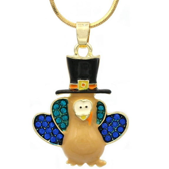 cocojewelry Maple Fall Leaves Turkey Pendant Necklace Thanksgiving Halloween Jewelry