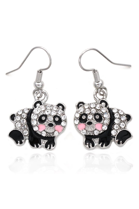 Panda Bear Dangle Hook Earrings