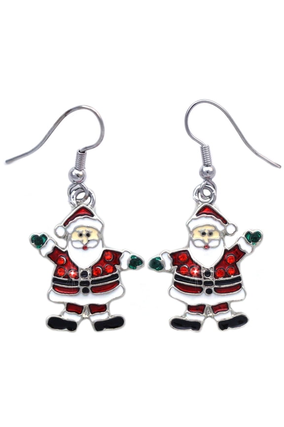 Red Santa Clause Christmas Holiday Jewelry Earrings