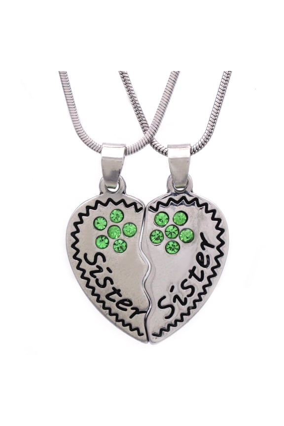 Sister Sister Best Friends BFF Heart Flower Necklace Gift Box