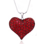 cocojewelry Small Heart Crystal Pave Pendant Necklace Valentine's Day Jewelry