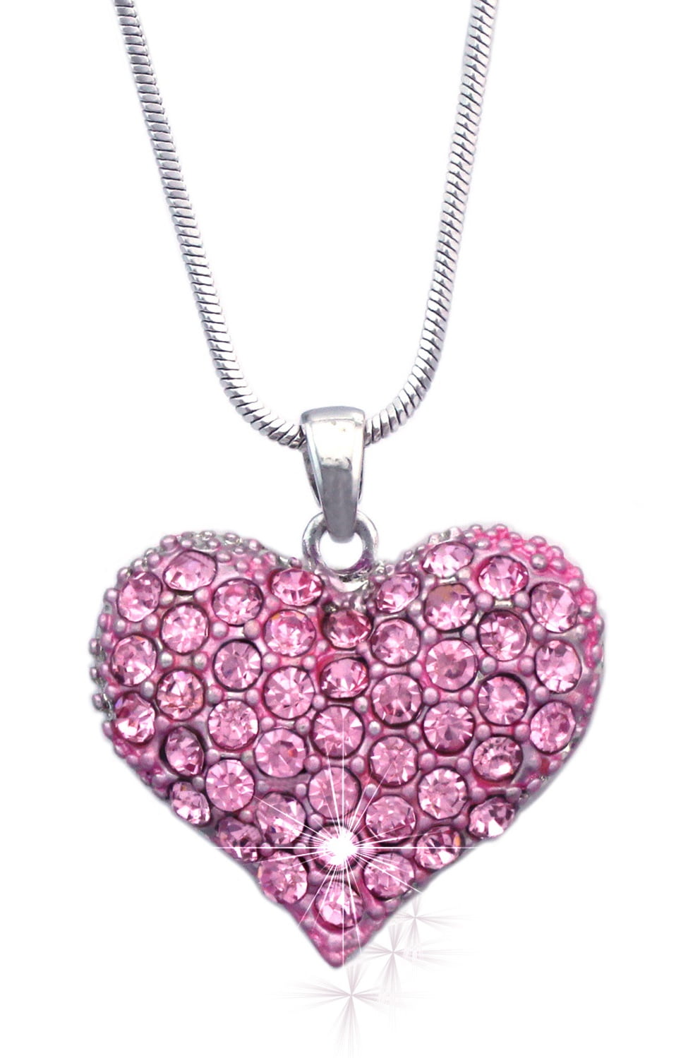 cocojewelry Small Heart Crystal Pave Pendant Necklace Valentine's Day