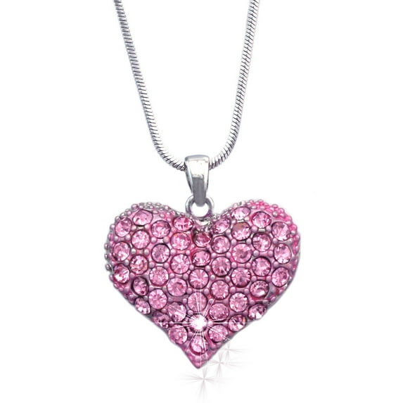 cocojewelry Small Heart Crystal Pave Pendant Necklace Valentine's Day Jewelry