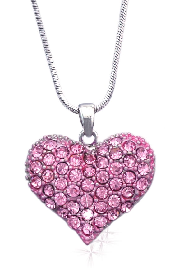 Small Heart Crystal Pave Pendant Necklace Valentine's Day Jewelry