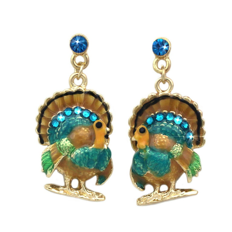 Cocojewelry Turkey Dangle Earrings Thanksgiving Halloween Jewellery