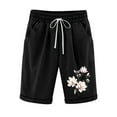 thumbnail image 1 of cocoloan Shorts for Women Elastic Waist Drawstring Casual Floral Print Shorts Summer Vacation Beach Shorts with Pockets, 1 of 2