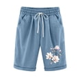 thumbnail image 1 of cocoloan Shorts for Women Elastic Waist Drawstring Casual Floral Print Shorts Summer Vacation Beach Shorts with Pockets, 1 of 2