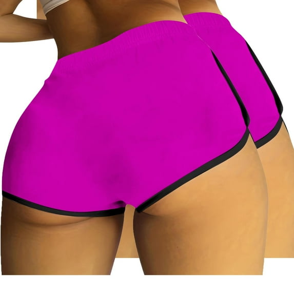 cocolona 2 Pack Shorts for Women, Elastic High Waist Athletic Shorts Gym Running Yoga Shorts Summer Holiday Beach Lounge Shorts