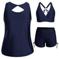 thumbnail image 1 of cocolona 3 Piece Tankini Swimsuits for Women Fashion Solid Color Modest Bathing Suits with Shorts, 1 of 6