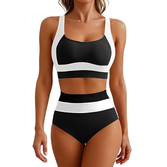 cocolona Bikini Sets for Women Fashion Color Block Two Piece Bathing Suits Vacation Beach Swimsuits