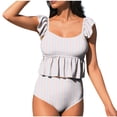 thumbnail image 1 of cocolona Bikini Sets for Women Sleeveless Ruffle Hem Striped Print Two Piece Bathing Suits Vacation Beach Swimsuits, 1 of 6