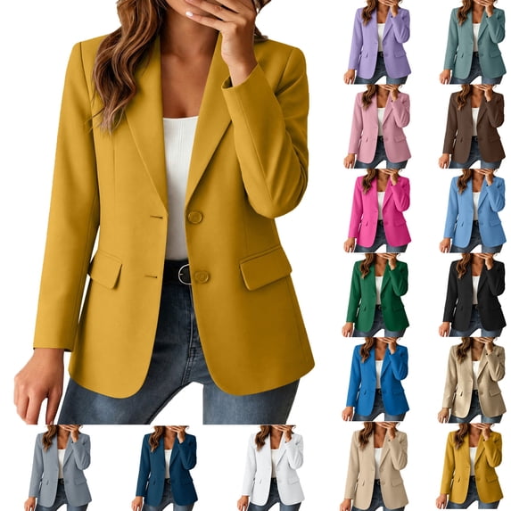 cocolona Blazers for Women Long Sleeve Lapel Button Open Front Suit Jacket Business Casual Work Blazer with Pockets