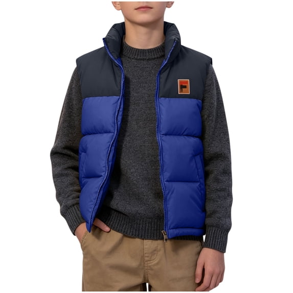 cocolona Boys Color Block Puffer Vest Casual Padded Sleeveless Jackets Collared Zipper Quilted Winter Coat