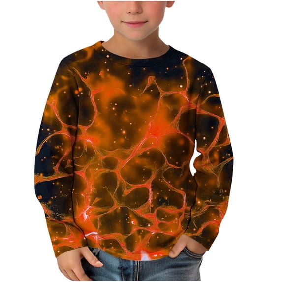 cocolona Boys Long Sleeve Print Shirts Cute Crew Neck T-shirt Fall Casual Lightweight Pullover Tops 3-14 Years