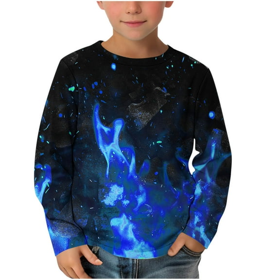 cocolona Boys Long Sleeve Print Shirts Cute Crew Neck T-shirt Fall Casual Lightweight Pullover Tops 3-14 Years