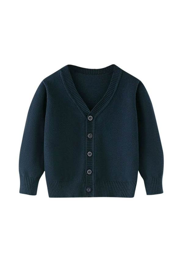 Boys and Girls Cardigan Sweaters Button Front Open Lightweight Cardigan Coat Fall Long Sleeve V Neck Knit Tops for Kids 2-13 Years