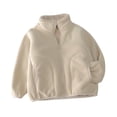 thumbnail image 1 of cocolona Boys and Girls Fuzzy Jacket Casual Long Sleeve Zip Up Fleece Warm Coat with Pockets Fall Winter Outwear Clothes 2-12 Years, 1 of 5