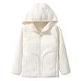 thumbnail image 1 of cocolona Boys and Girls Fuzzy Jacket Casual Long Sleeve Zip Up Thickened Warm Hooded Coat with Pockets Fall Winter Outwear Clothes 2-17 Years, 1 of 5