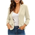 thumbnail image 1 of cocolona Business Casual Cropped Blazer Lapel Long Sleeve Button Suit Jacket Work Office Open Front Tops, 1 of 6